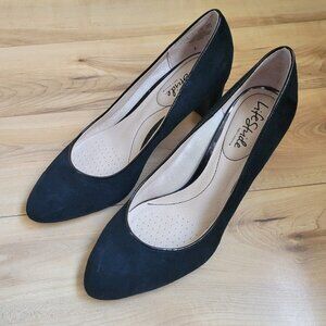 LifeStride Womens Microsuede GiGi Pump Heels Black Size 7.5